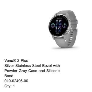 Venu® 2 Plus Silver Stainless Steel Bezel with Powder Gray Case & Silicone Band